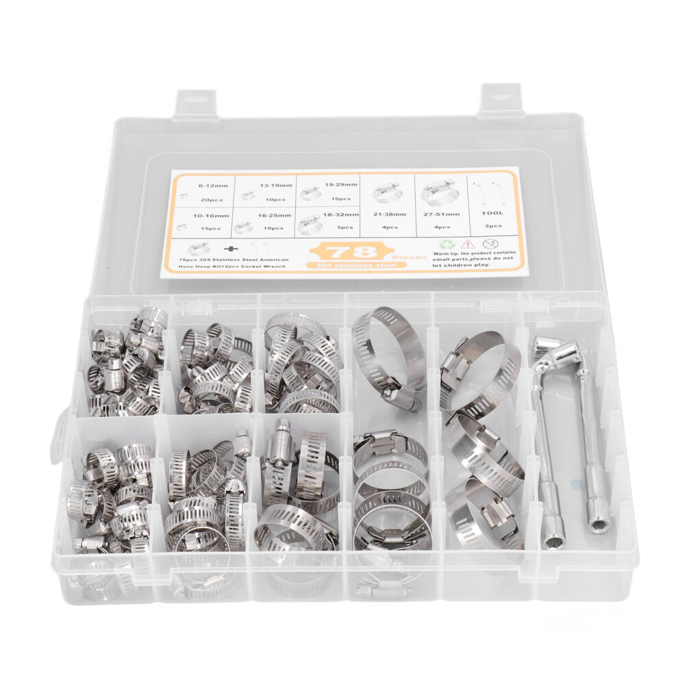 Premium304stainless Steel Hose Clamp Assortment, Multi-Size Worm Gear Clamps Set With Corrosion Oil Water Resistant Performance For Mechanical And 9551475268736