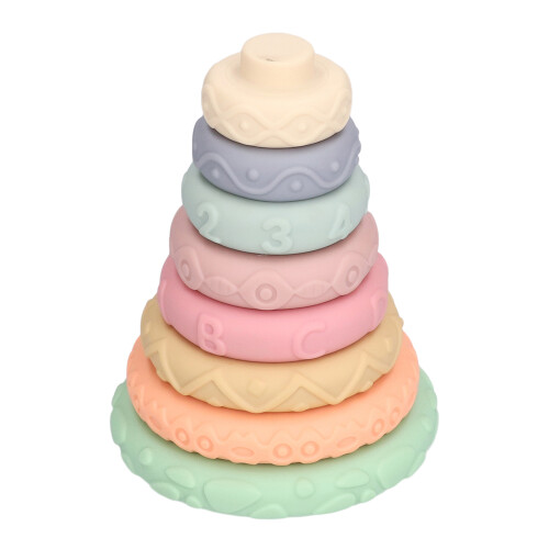 Early Educational Learning Stacking Tower for Toddlers, Soft Building Rings with Teethers, Designed to Improve Color Perception and Encourage