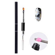 Versatile Dual Tip Nail Brush for Polygel UV Acrylic Nails, Durable Stainless Steel Nail Art Instrument Suitable for Salon Use or DIY Nail