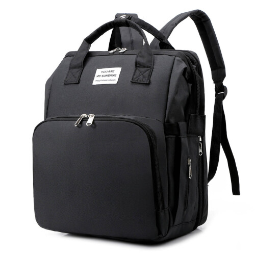 Backpack Diaper Bag With Stroller Clips Multi Functional Large Capacity Structured Frame Opens Wide Water Resistant Fabric Durable Long Lasting