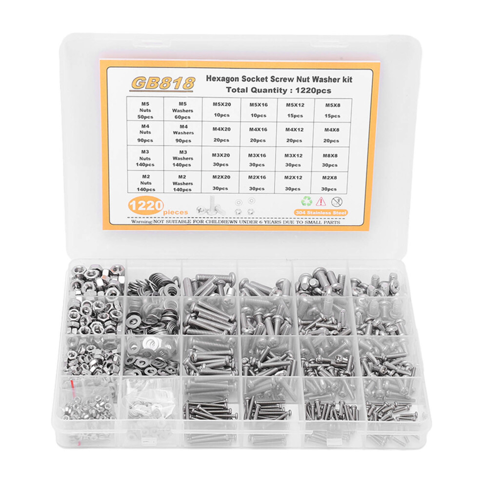 Complete Metric Fastener Assortment Including M2m3m4m5screws And Nuts In Rust Resistant Design With Durable Storage Organizer For Electronics 9551475332550
