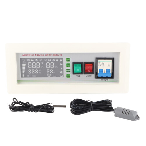 Smart Egg Incubator Temperature Controller Thermostat with Automatic Cooling Ventilation Humidity Sensor Probe Five Modes Selection Four Screen
