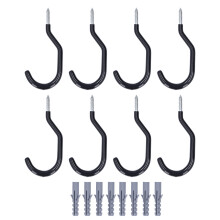 Multipurpose Garage Storage Hook Set With Wide Opening Design Non Marring Coating Compatible All Bike Types Ceiling Wall Bicycle Storage Durable
