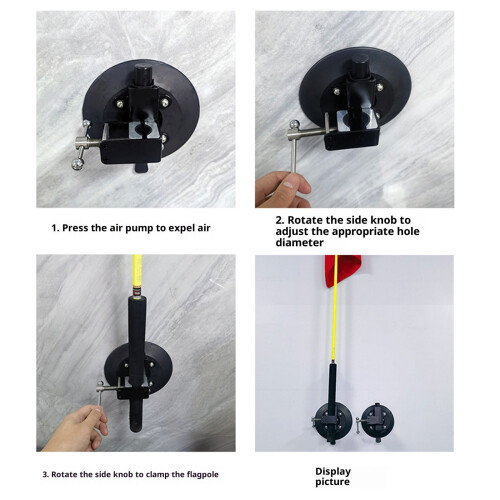 Support de drapeau en aluminium avec fixation par ventouse et réglable 2