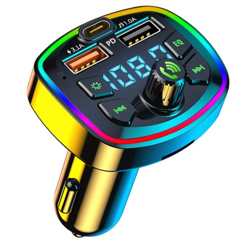 Auto--FM-Transmitter Auto--MP3-Player Dual-USB-AutoladegeräT mit EQ-AtmosphäRenlicht