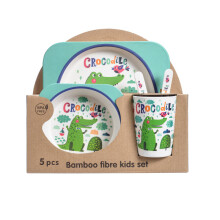 Special Design for Kids Kids Feeding Set Natural Material Bamboo Fiber Animal Themed Easy to Clean Dishwasher Safe Lightweight Kids Dinnerware Set