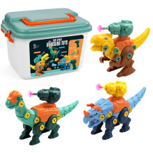 Brinquedo de montar dinossauro desmontável para crianças, com articulações móveis, brinquedo educativo STEM com furadeira elétrica, conjunto de