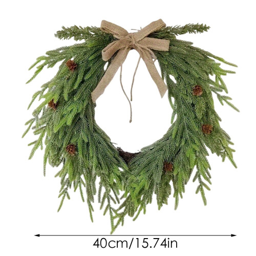 Guirlanda de Natal artificial em forma de coração, verde, 40 cm, com luzes. 2