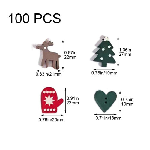 Puiset joulunapit, sekoitus 100 kpl 1