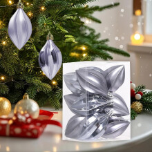 12-Pack Metallic Starfruit-Shaped Plastic Christmas Ornaments, Silver Hanging Baubles for Holiday Party & Indoor Decor – Compatible with Standard
