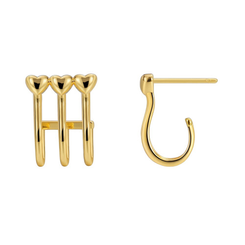18K Gold Plated Heart Stud Earrings