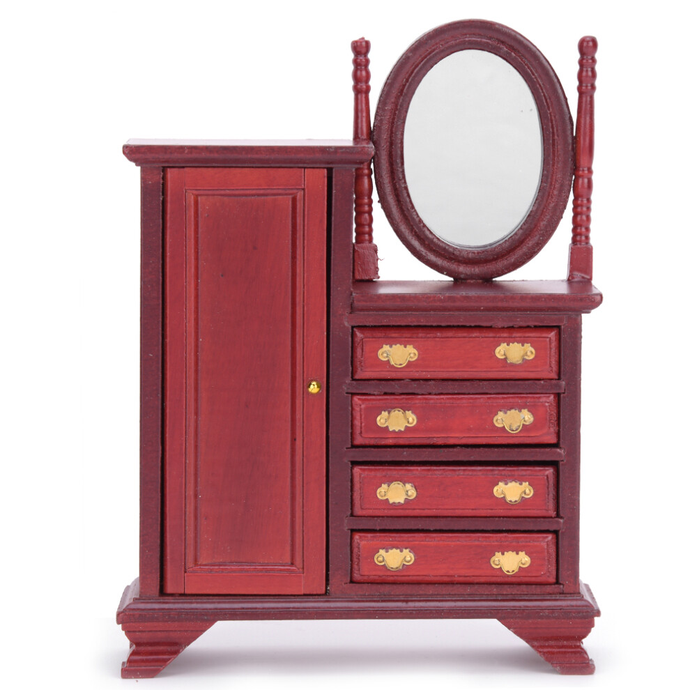 Miniature Dollhouse Bedroom Furniture Hand Crafted Natural Wood Material European Style Openable Drawers Environmentally Friendly Non Toxic Wardrobe