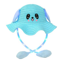 Kids Bunny Hat with Light Cute Comfortable Straw Hat for Children's Day Birthday Blue