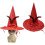 Červený sametový čarodějnický klobouk pro halloweenský kostým 5