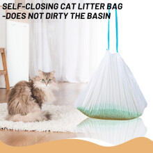 Thick Pre-Separated Cat Litter Box Bags with Drawstring, Heavy Duty Sifting Liners (84x45cm, 10pcs/roll), Compatible with 7-Day Litter System