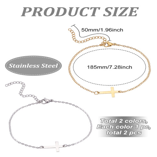 Ensemble de bracelets en câble d'acier inoxydable 201 – Doré et acier, 1