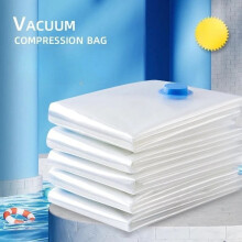 5 Packs Vacuum Storage Bag Space Store Gas Tight Compression Seal For Home Travel Cloth Packing(L,White)