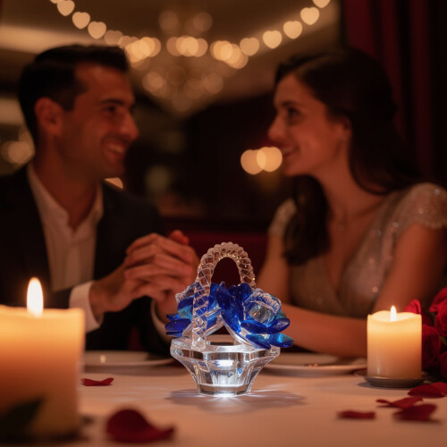 Crystal Flower Basket Ornament for Valentine's Day 1