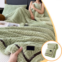 Extra Thick Double-Layer Flannel Fleece Blanket for Bed, Couch, Office – Ultimate Warmth & Soft Cozy Comfort | Green | Compatible with Aestivo