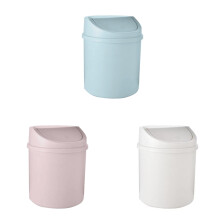 Mini Desktop Trash Can 6.69x5.12", Rotating Lid, Space-Saving PP Cylindrical Bin for Home, Kitchen, Office, Kids' Room
