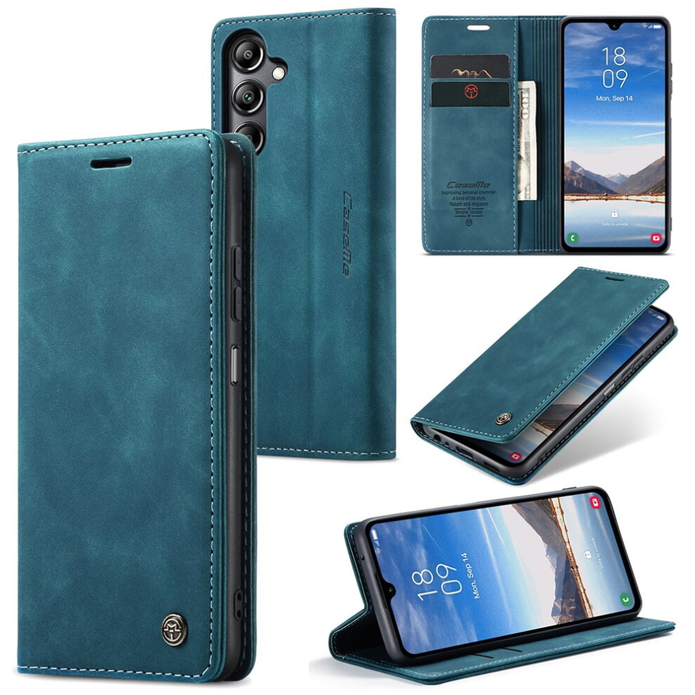Caseme Leather Flip Wallet Case For Compatible With Samsung Galaxy A05s Â Magnetic, Card Holder, Kickstand, Shockproof, Blue 9558633045604