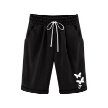Girls Bermuda Shorts Knee Length Straight Leg Long Shorts Loose Casual Solid Drawstring Elastic Waist Short Pants Black 9-10 Years