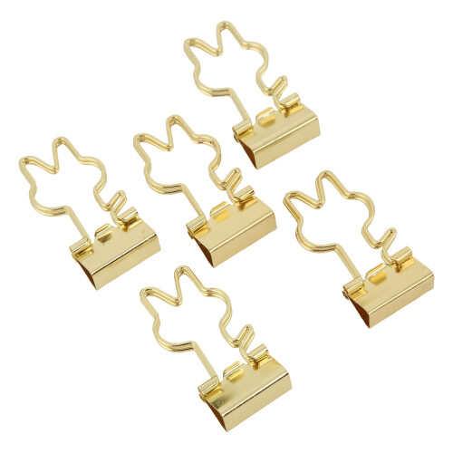 Office Clips Paper Binder Clips Rust Resistant Coating Mini Binder Clips Cute Rabbit Handle Strong Clamping Force Includes Storage Box Metal Spring 2