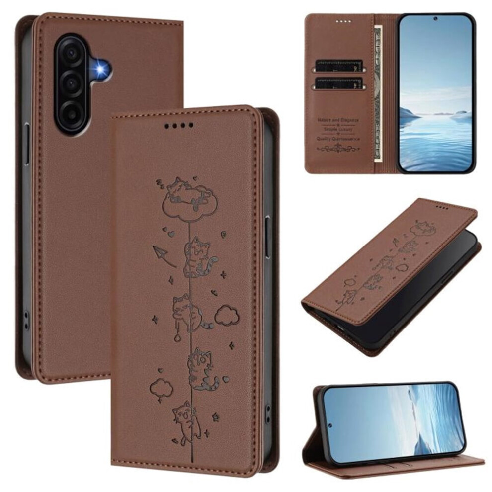 Leather Flip Wallet Case For Samsung Galaxy A37 5G Brown 941196008305