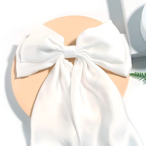 Weiße Satin-Haarschleifen für Mädchen – 2 Stück 1