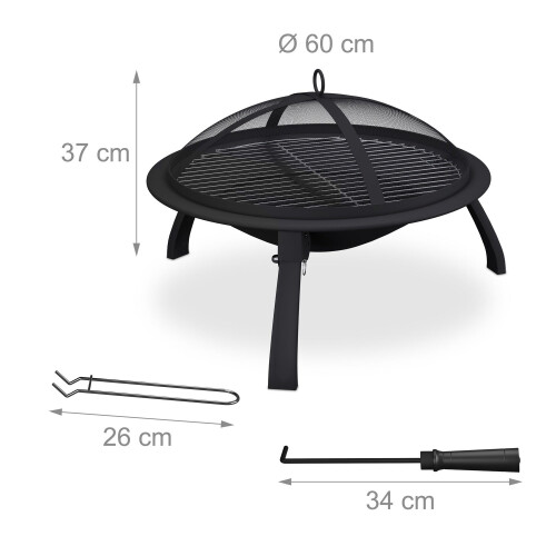 Fogueira com grelha e proteção contra faíscas, design dobrável 2