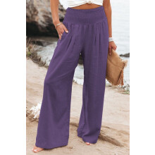 Pantaloni palazzo da donna in lino, stile boho estivo, gamba larga, vita alta, casual, ideali per il tempo libero, perfetti per la spiaggia, i viaggi