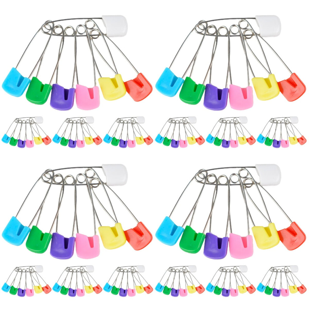 200pcs Safety Pins Baby Diaper Pin Nappy Pin Bibs Pins Plastic Head Clothing Pins (Random Color)