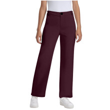 Meisjesuniformbroek, schoolbroek met elastische taille, hoge stretch, casual broek met zakken, bordeauxrood, 13-14 jaar