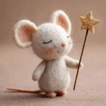 Niriyo Wool Felt Five-Pointed Star Mouse Ornament – Cute Christmas Tree & Nursery Wall Decor, Handmade with Detail