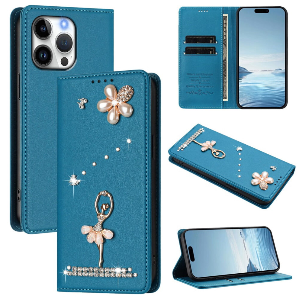 Rfid-Blocking Ballet Girl Flip Wallet Leather Case For Compatible With Iphone 11 Pro Â Blue 9193271835417
