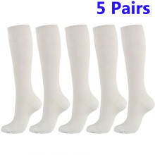 paia di calze a compressione sportiva per uomo e donna, calze al ginocchio graduate 20-30 mmHg per corsa, maratona e basket, bianco/L/XL