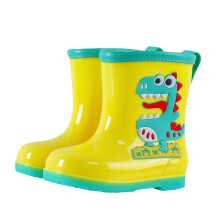 Kids Rain Shoes Cartoon Dinosaur Printed Rain Shoes Outdoor Slip Boots Non Slip Rain PVC Girls Boys Toddler Boots Yellow 10-11 Years