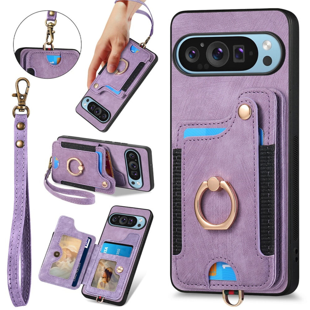 Google Pixel 9 Pro Xl Wallet Case Pu Leather Purple 9418476996061