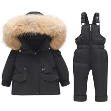 Traje de nieve Meresysid para niños pequeños, pantalón y chaqueta de nieve para niñas, babero, ropa de invierno para niños, abrigo negro