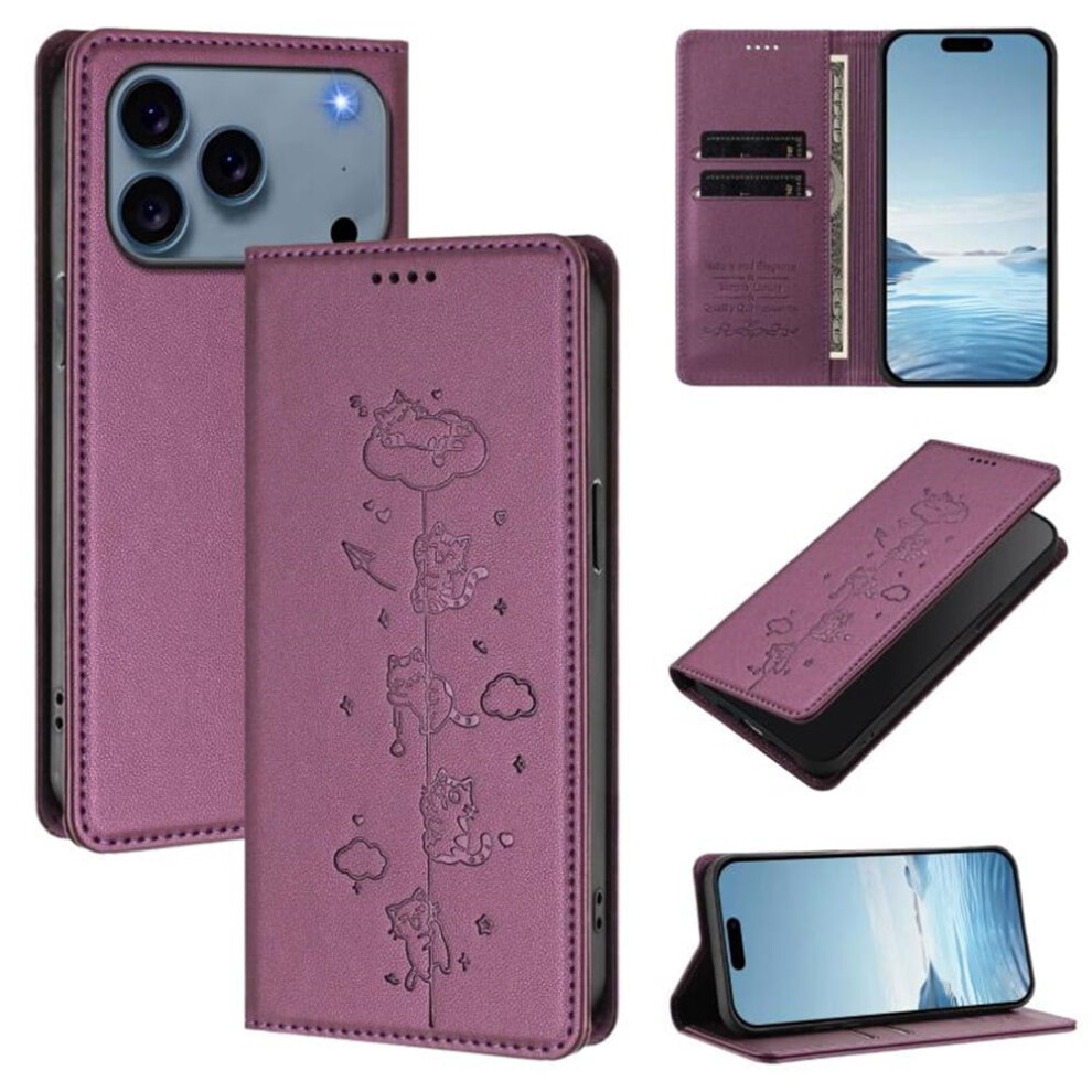Violet Leather Flip Wallet Case For Iphone 17 Pro With Rfid 941196010179