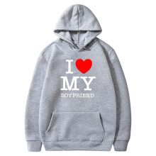 I Love My Boyfriend Hoodie Love Heart Valentines Day Hooded Sweatshirt Sweater Pullover Tops Cute Funny Gifts Clothes