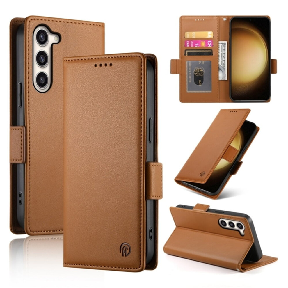 Pu Leather Flip Wallet Case With Magnetic Closure & Card Holder For Samsung Galaxy S23 5G Â Brown 9485826633938