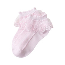 Baby Girl Ruffle Socks Big Double Organza Frilly White Cotton Dress Socks Pink 1-3 Years