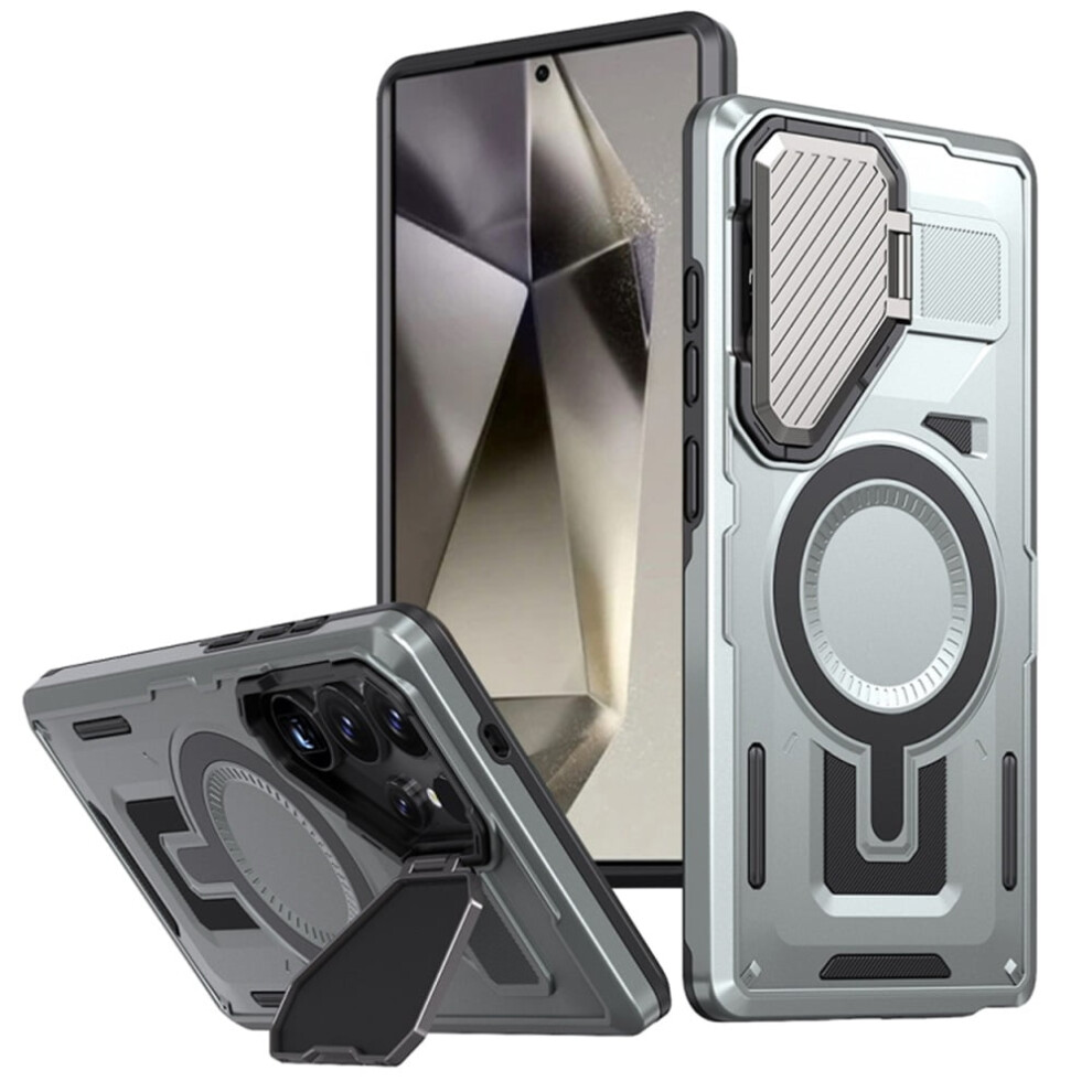 Rugged Magnetic Case For Samsung Galaxy S24 Ultra 5G (6.8") Â Military-Grade, Adjustable Metal Lens Cover & Magsafe Compatible, Grey 9418476693663