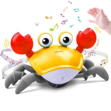 Caranguejo de brinquedo rastejante aprimorado – Sensor elétrico, dança e anda com música/luzes, compatível com crianças a partir de 3 anos