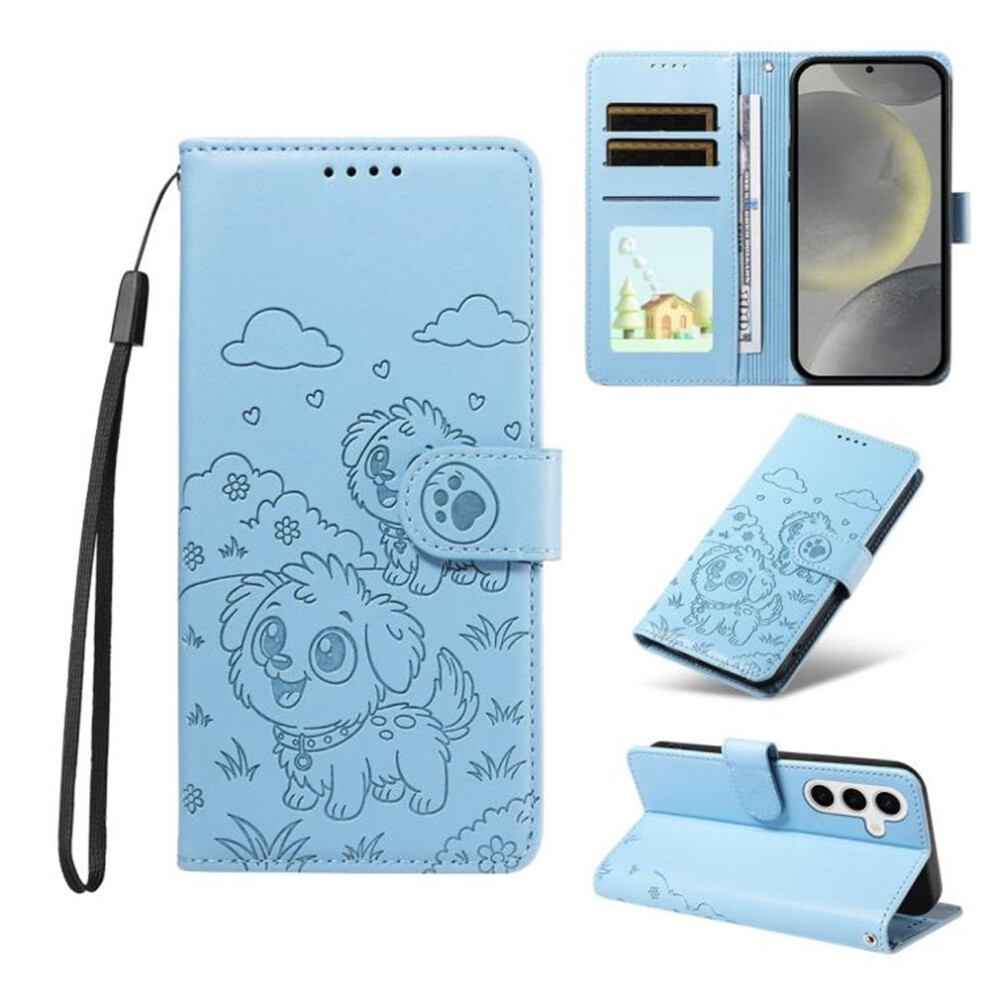 Rfid-Blocking Leather Flip Case For Samsung Galaxy S23 Fe 5G Â With Card Slot, Magnetic Clasp, Lanyard & Stand Blue 9418476694189