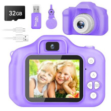 Kids Digital Camera 1080P HD Video Recorder Purple 32GB