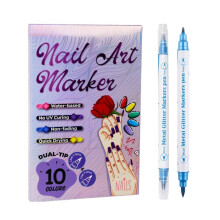 Nail Art Markers Set, 10 Colors, Quick-Dry Gel Nail Pens for DIY & Salon – Compatible with Gel Nails
