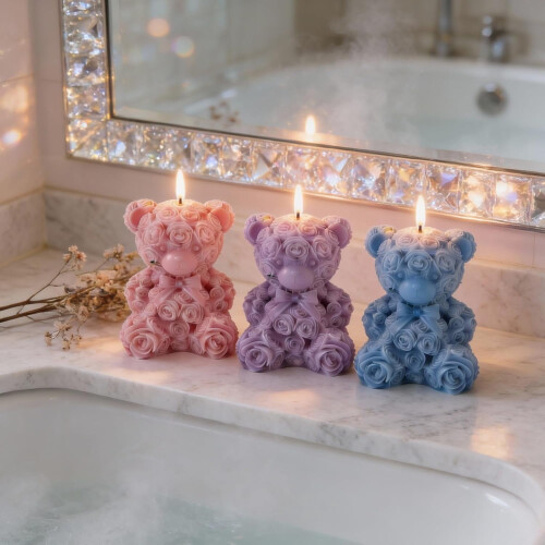 Νέο καλούπι κεριού με τριαντάφυλλο, τρισδιάστατα καλούπια σιλικόνης με 1