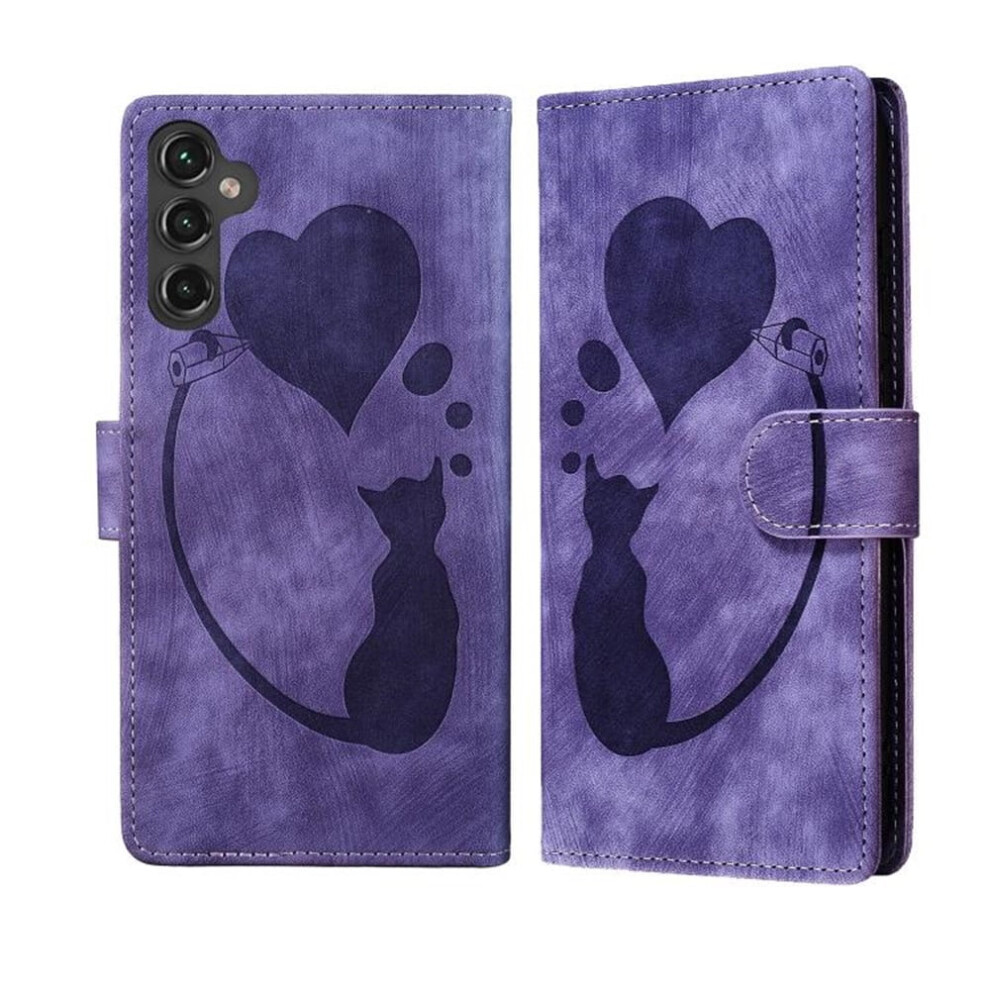 Pu Leather Flip Wallet Case For Samsung Galaxy A24 4G Purple 9130661407618